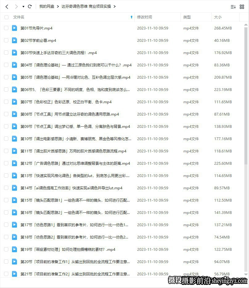 南门录像厅达芬奇调色思维+完整商业项目实操教程2023年课程
