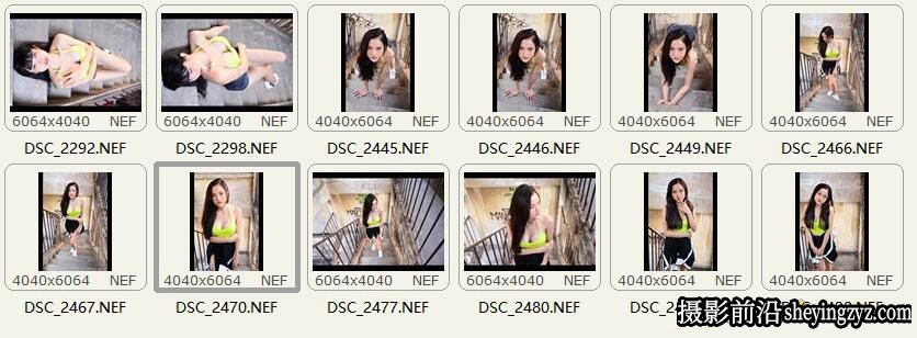 性感美女楼梯写真人像未修RAW原图练习素材12张