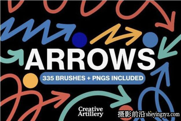 330多种箭头涂鸦PS笔刷，适用于Photoshop+PNG素材