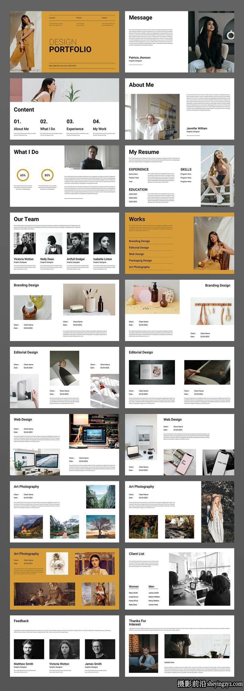 设计作品集演示排版布局InDesign模板