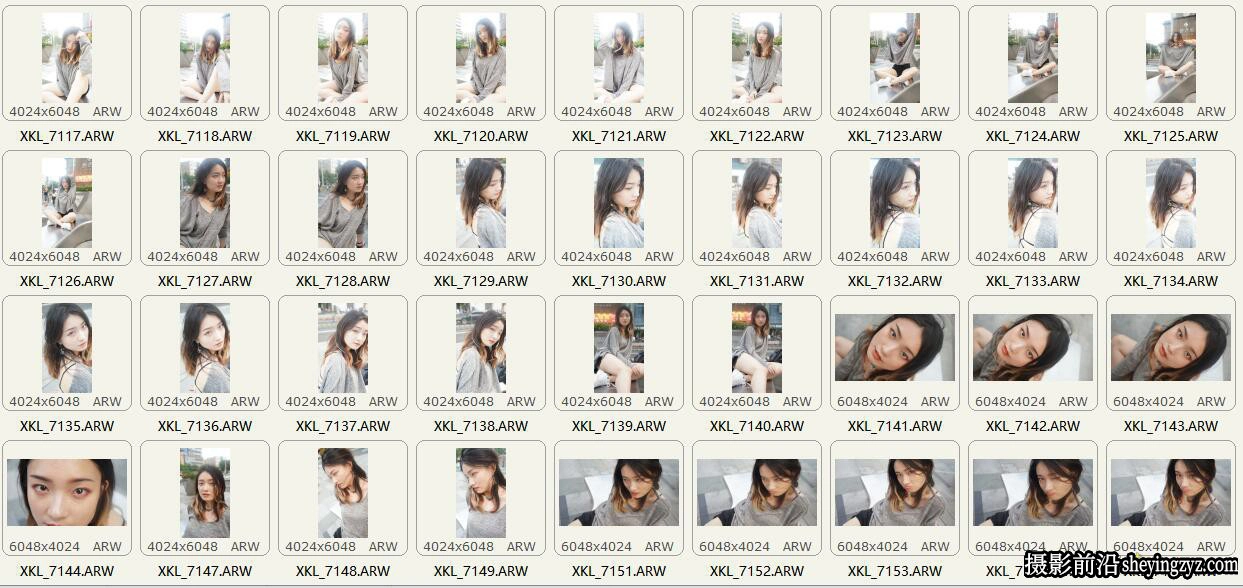 街拍麻衣短裤美女人像摄影未修RAW原图调色练习素材360P