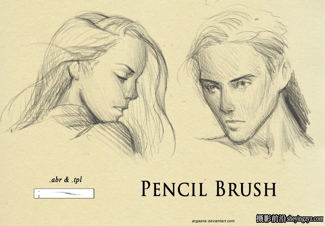 铅笔素描风格绘画笔触PS笔刷素材