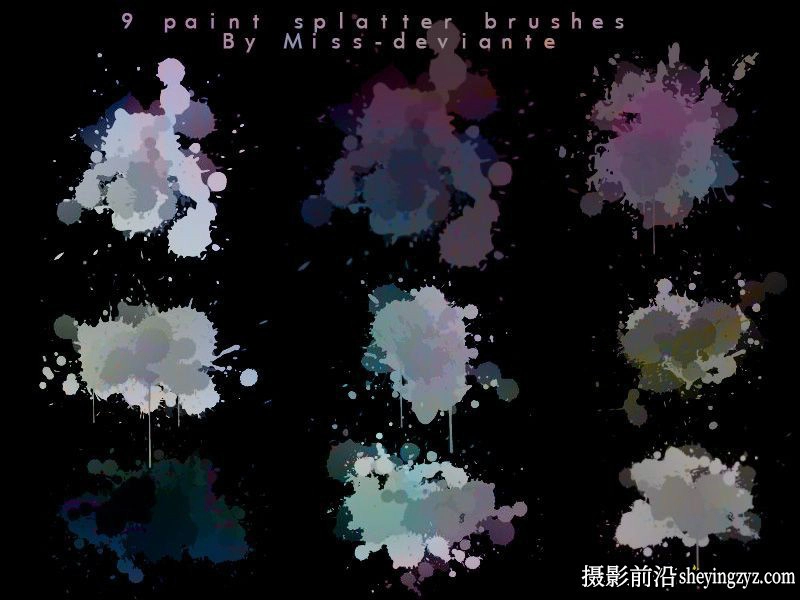 水彩水墨泼墨喷溅飞溅PS笔刷素材