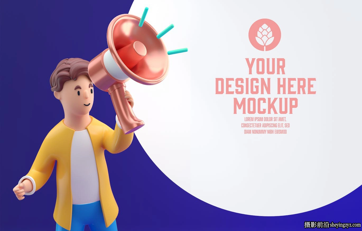 3D人物扩音器公告样机图