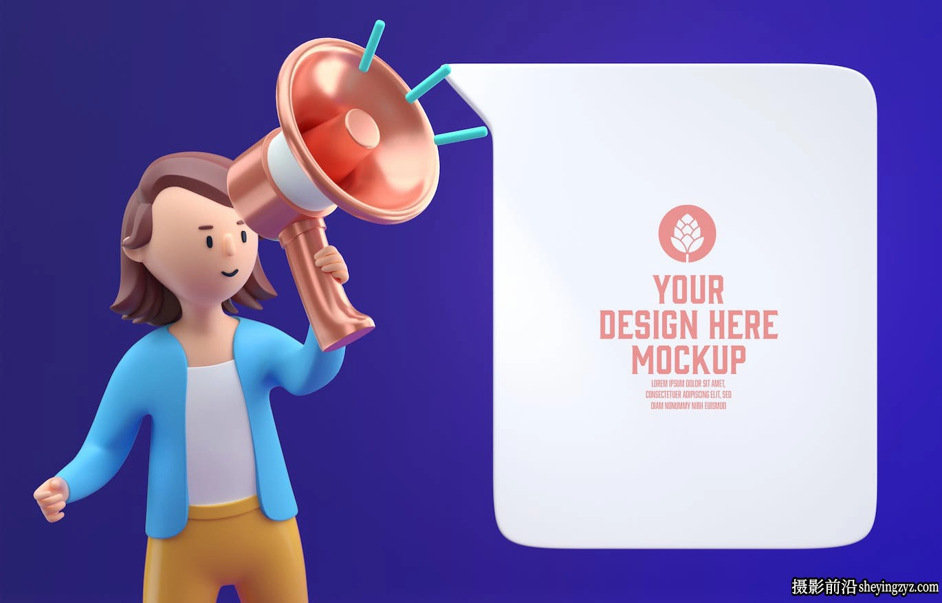 3D人物扩音器公告样机图