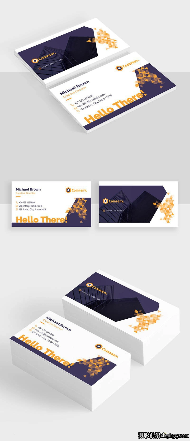黄色渐变名片排版InDesign模板