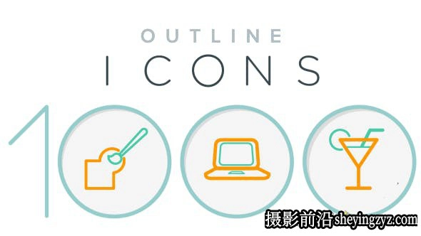 AE模板-1000组简洁线条图标ICON动画模板 1000 Outline Icons