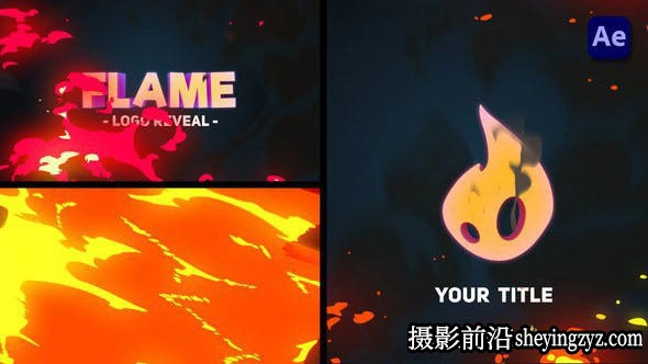 AE模板-2D卡通Logo动画模版- 2D Cartoon Fire Tornado Logo