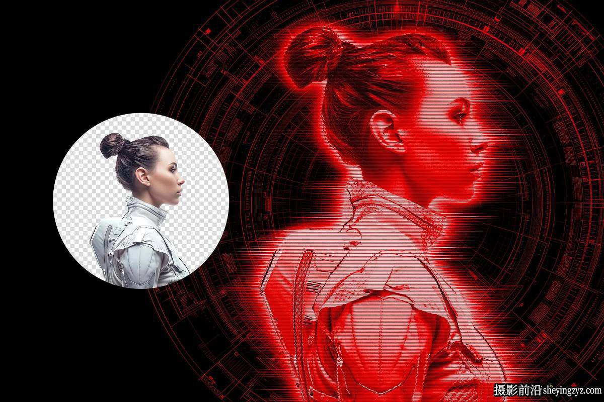 HUD科技感全息图PS动作 HUD Hologram Photoshop Action附视频教程