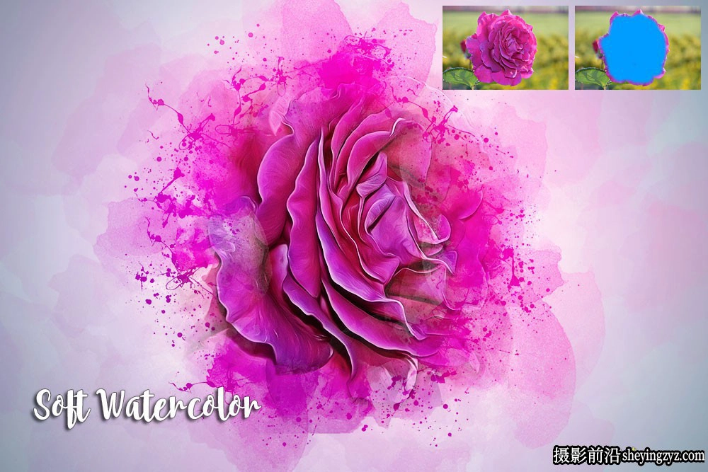 柔和水彩画PS动作 Soft Watercolor Photoshop Action(附视频教程)