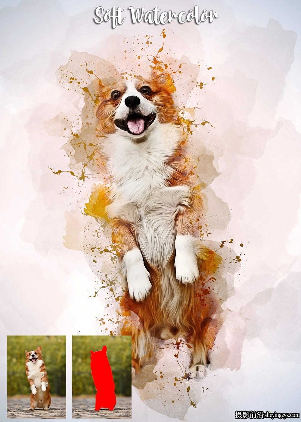 柔和水彩画PS动作 Soft Watercolor Photoshop Action(附视频教程)