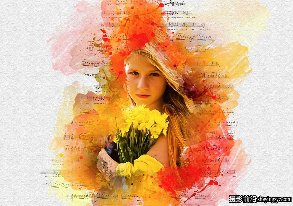 油画水彩画PS动作 Notes of paint Photoshop Action(附视频教程)