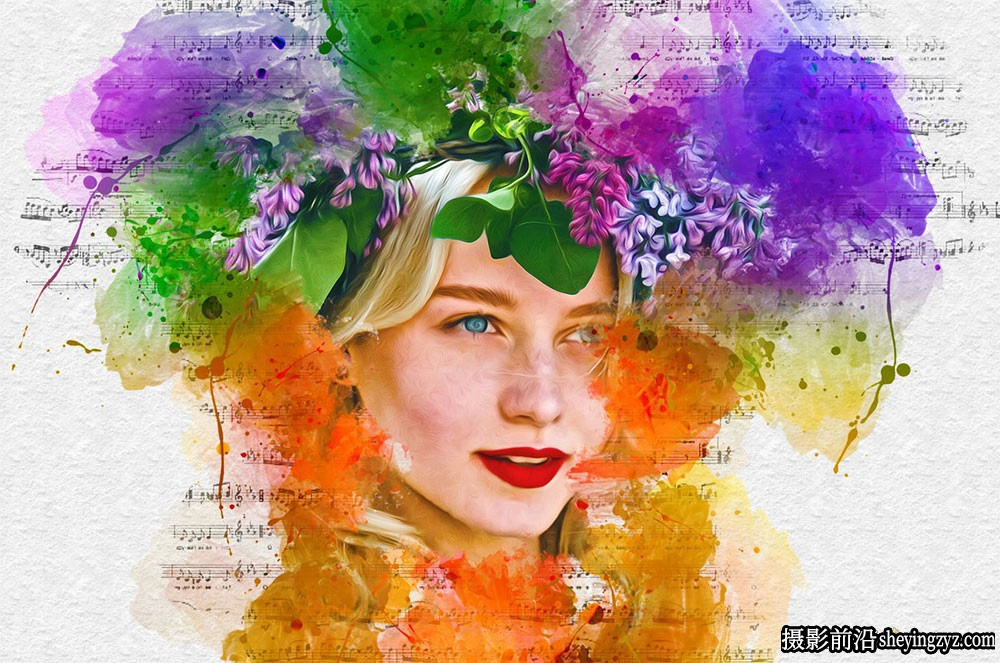 油画水彩画PS动作 Notes of paint Photoshop Action(附视频教程)