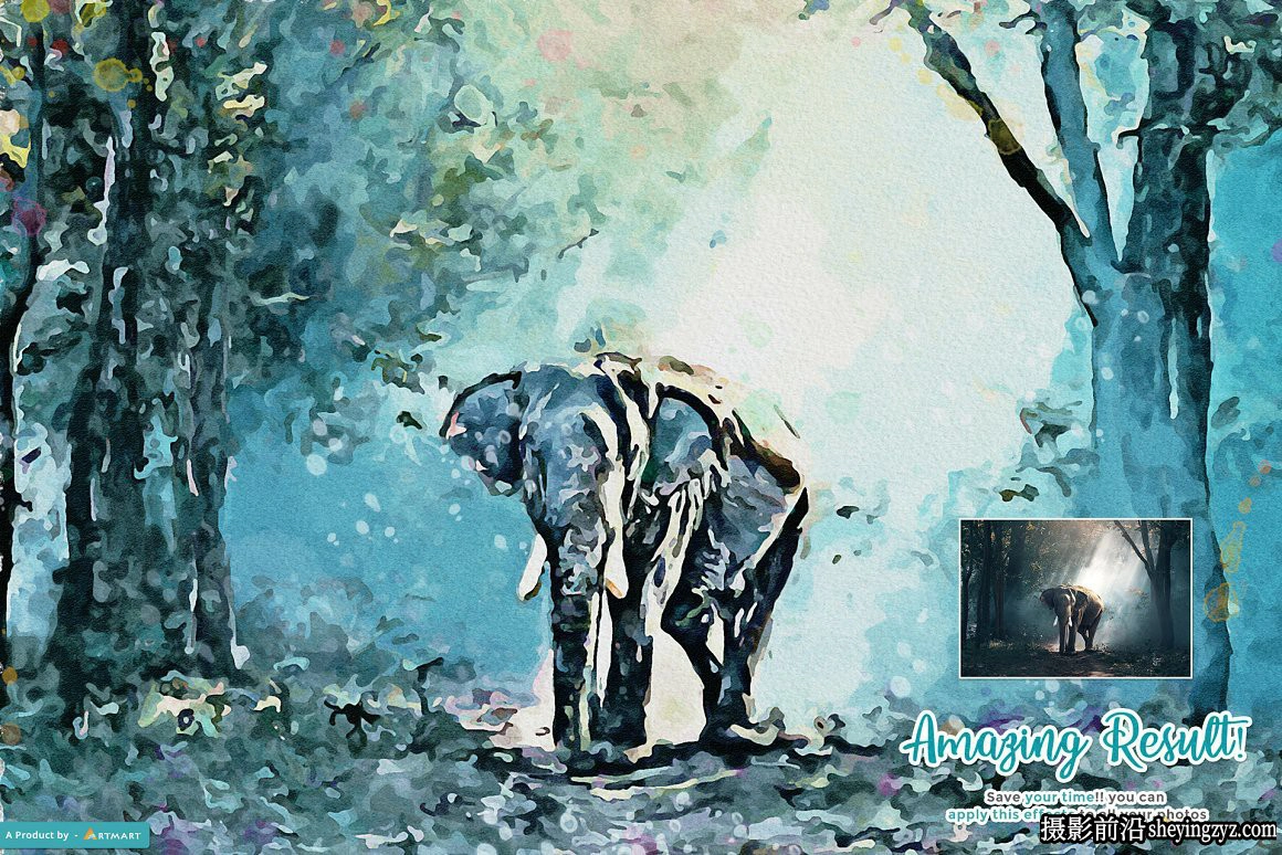 写实水彩画PS动作 Realistic Watercolor Painting Action 附视频教程