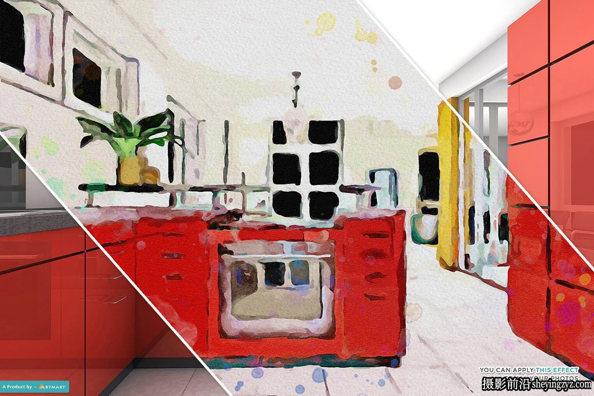 写实水彩画PS动作 Realistic Watercolor Painting Action 附视频教程