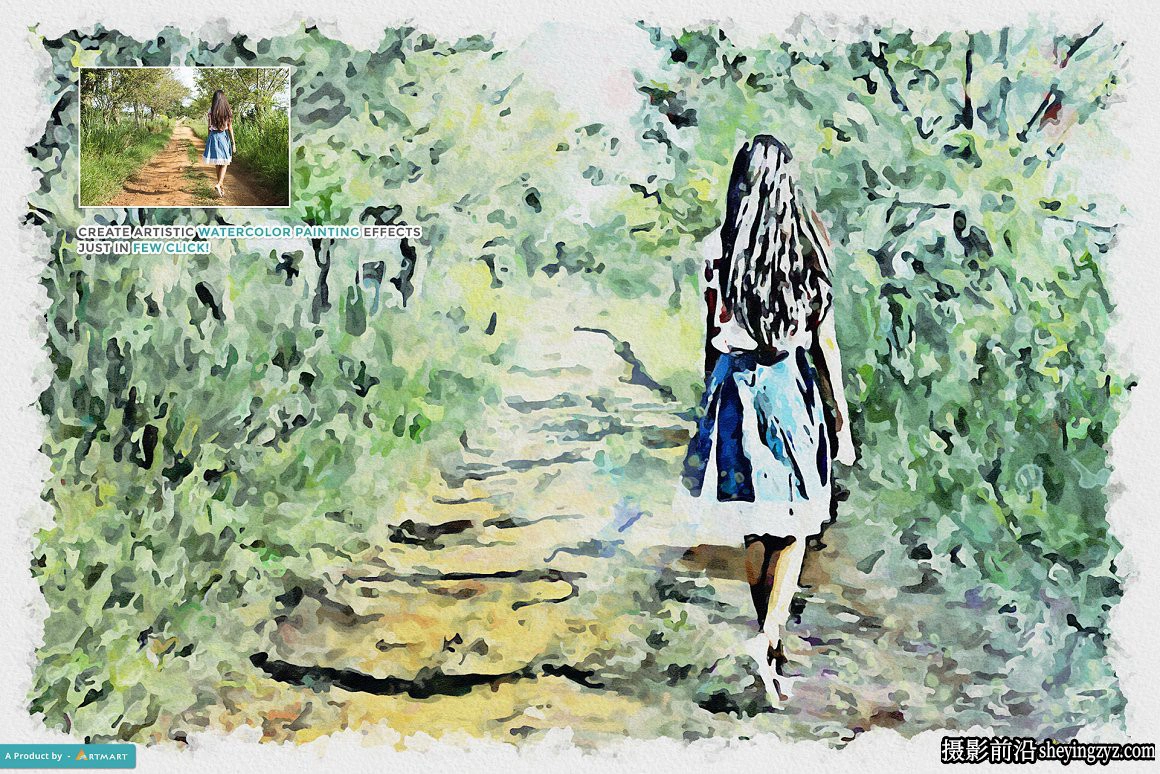 写实水彩画PS动作 Realistic Watercolor Painting Action 附视频教程