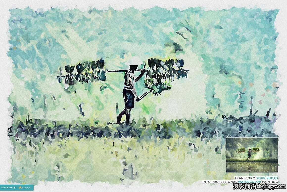 写实水彩画PS动作 Realistic Watercolor Painting Action 附视频教程