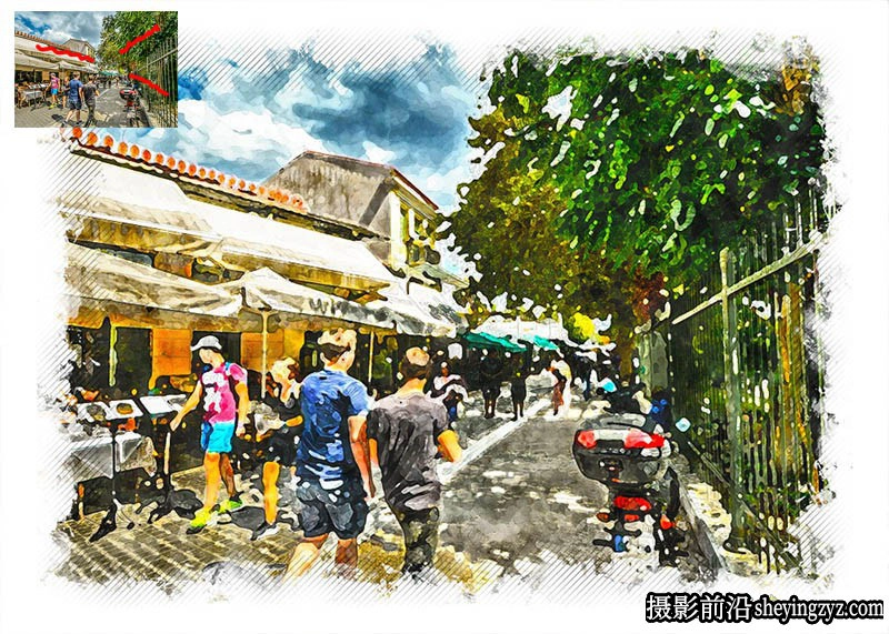 肖像城市水彩画PS动作Portrait Watercolor Photoshop Action(附教程)