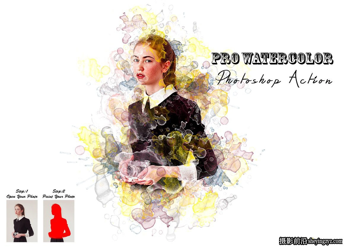 专业水彩Photoshop动作 Pro Watercolor Photoshop Action 附视频教程
