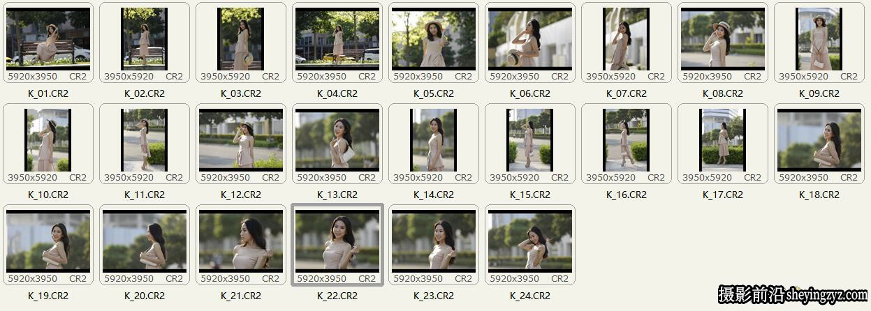 清新美女街拍写真人像RAW原片调色练习素材24张