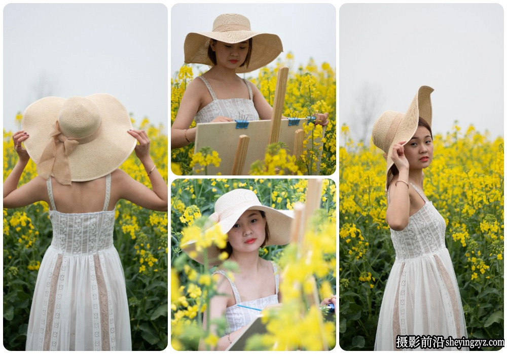 油菜花中的少女唯美人像RAW原图,系统练习RAW素材5P