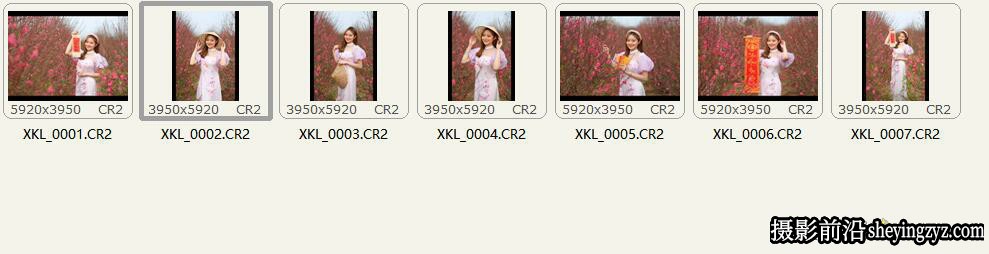 花丛中粉紫色裙美女RAW原图,修图练习RAW素材7张