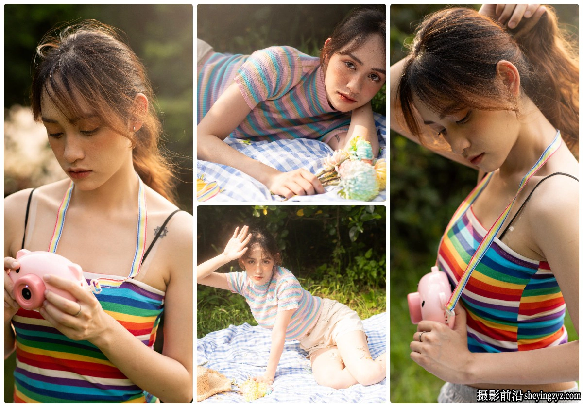户外草地上的吊带女孩写真RAW原图,系统练习RAW素材36张