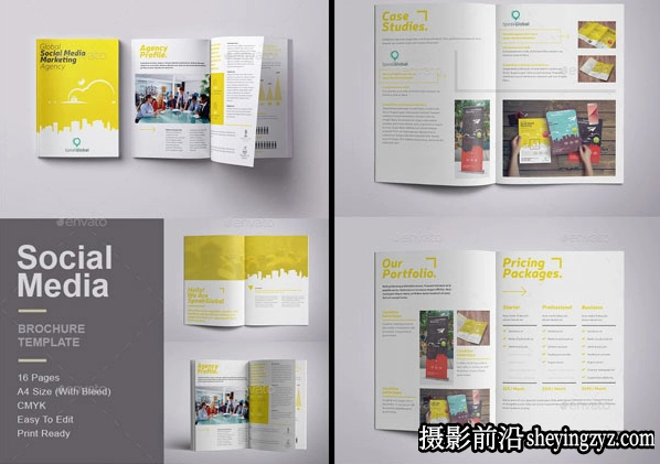 营销机构画册InDesign模板+PSD模版