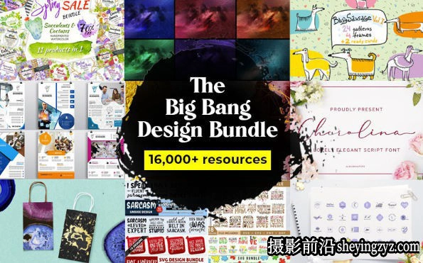 16000+图案插画矢量图形标志字体画笔传单艺术设计元素大合集