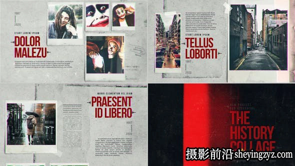 AE模板-图片定格介绍展示片头模版 The History Collage