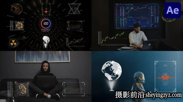 AE模板-HUD界面UI动画元素模板- Digital Futuristic Interface