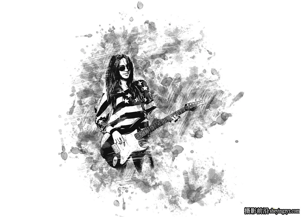 水墨绘画PS动作 Stain Painting Photoshop Action附视频教程