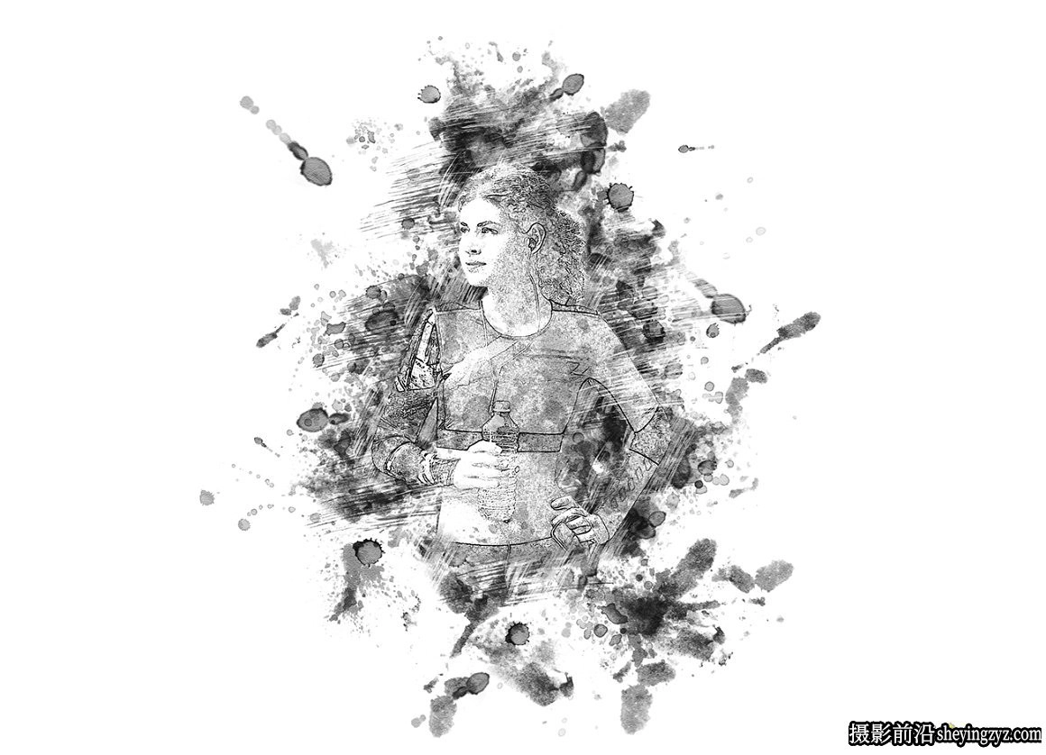 水墨绘画PS动作 Stain Painting Photoshop Action附视频教程