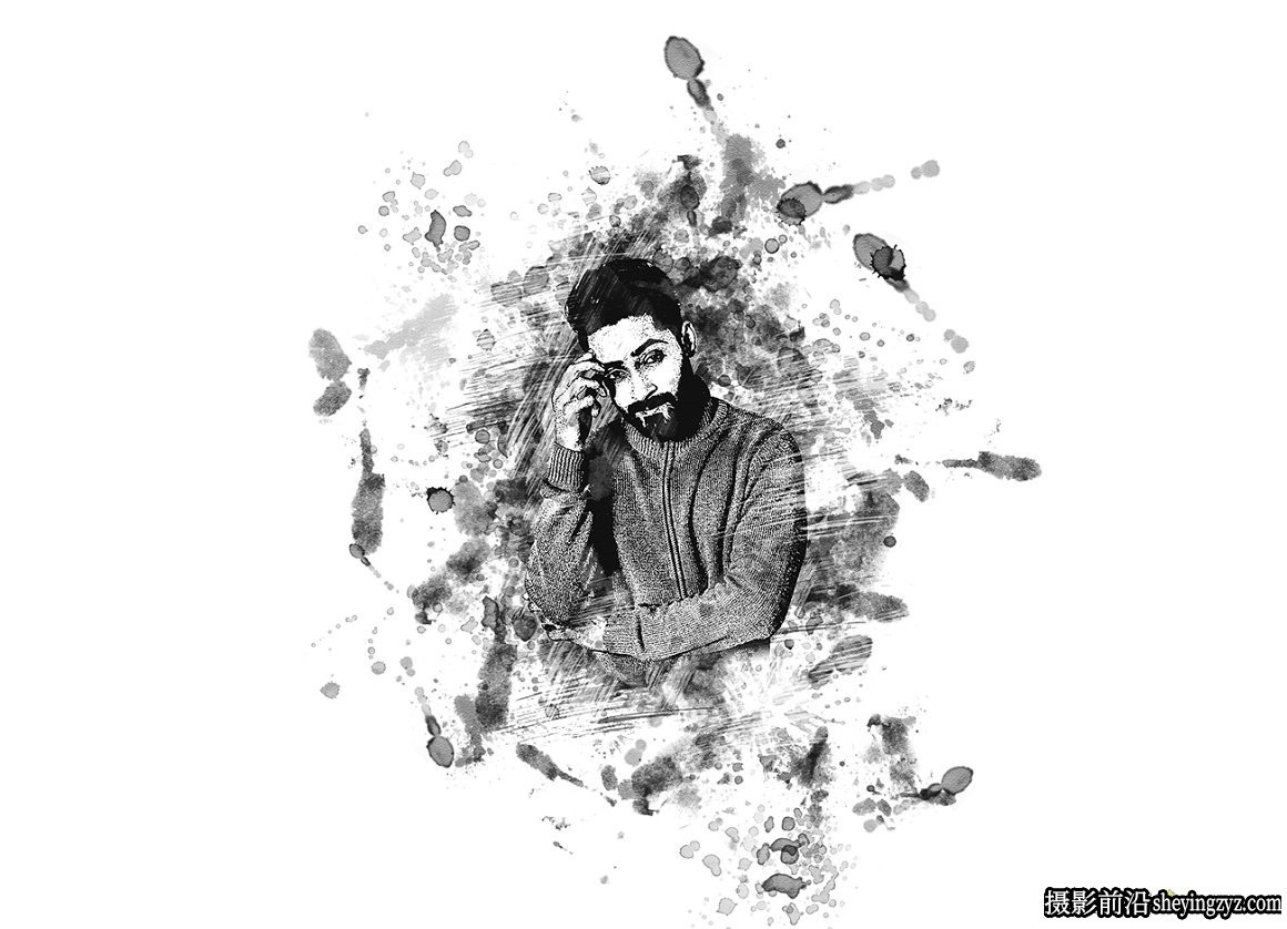 水墨绘画PS动作 Stain Painting Photoshop Action附视频教程