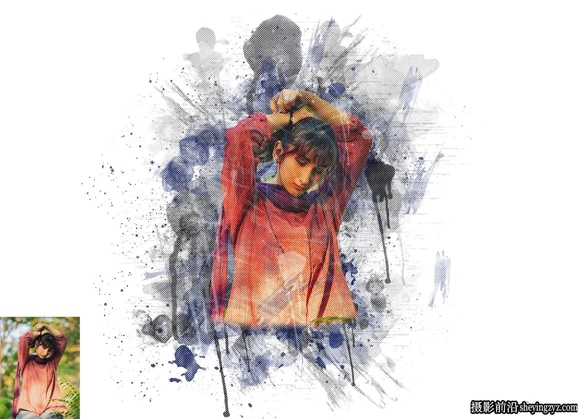 水彩滴墨绘画PS动作  Premio Paint Photoshop Action 附视频教程