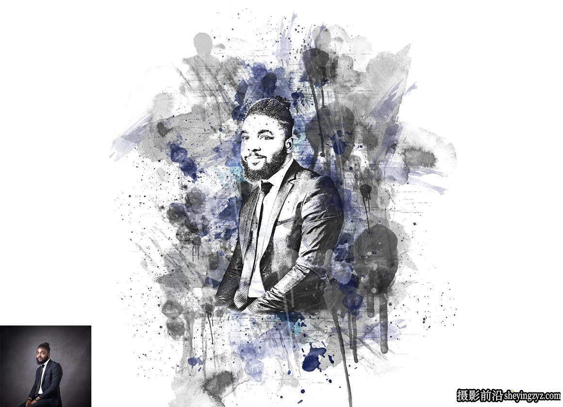水彩滴墨绘画PS动作  Premio Paint Photoshop Action 附视频教程