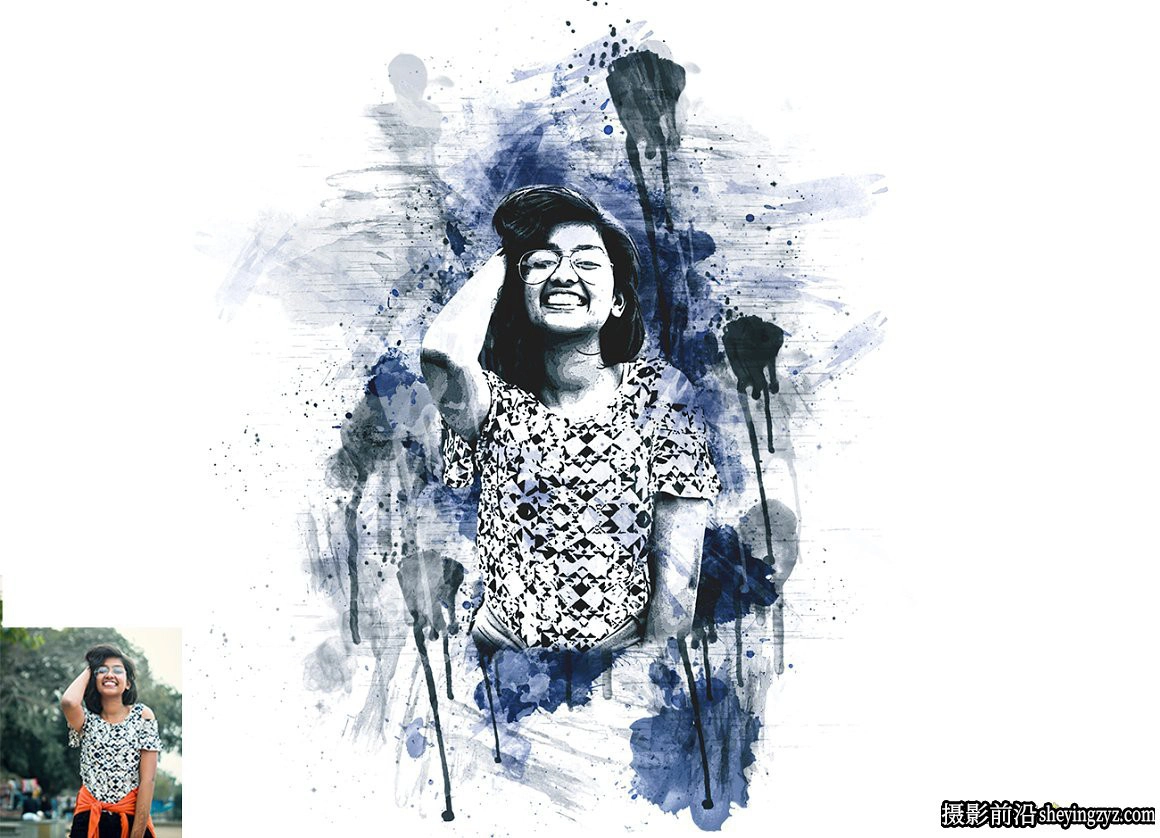 水彩滴墨绘画PS动作  Premio Paint Photoshop Action 附视频教程