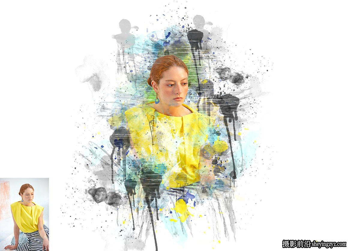 水彩滴墨绘画PS动作  Premio Paint Photoshop Action 附视频教程