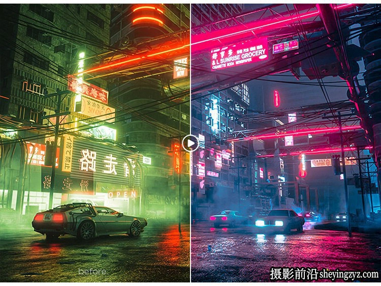 Xavier Portela粉紫色城市夜景色调PR/PS/FCPX/AE/达芬奇/LUT预设