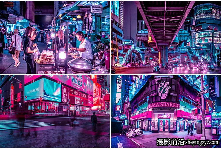 Xavier Portela粉紫色城市夜景色调PR/PS/FCPX/AE/达芬奇/LUT预设