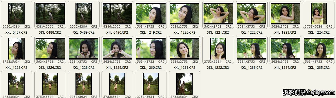 外拍树林美女人像RAW原图,修图练习RAW调色素材207张