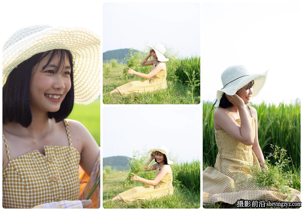 清新稻田少女草帽女孩户外摄影RAW原图练习素材33张