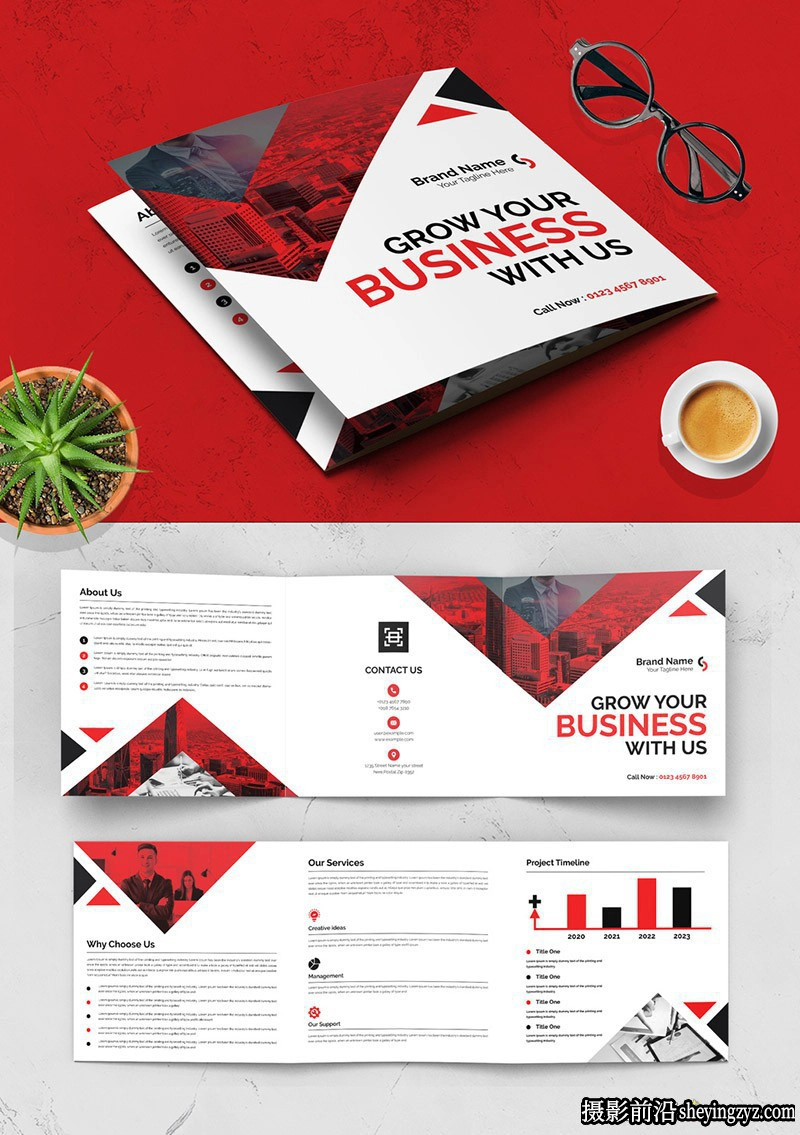 企业公司简介折页排版布局InDesign模板
