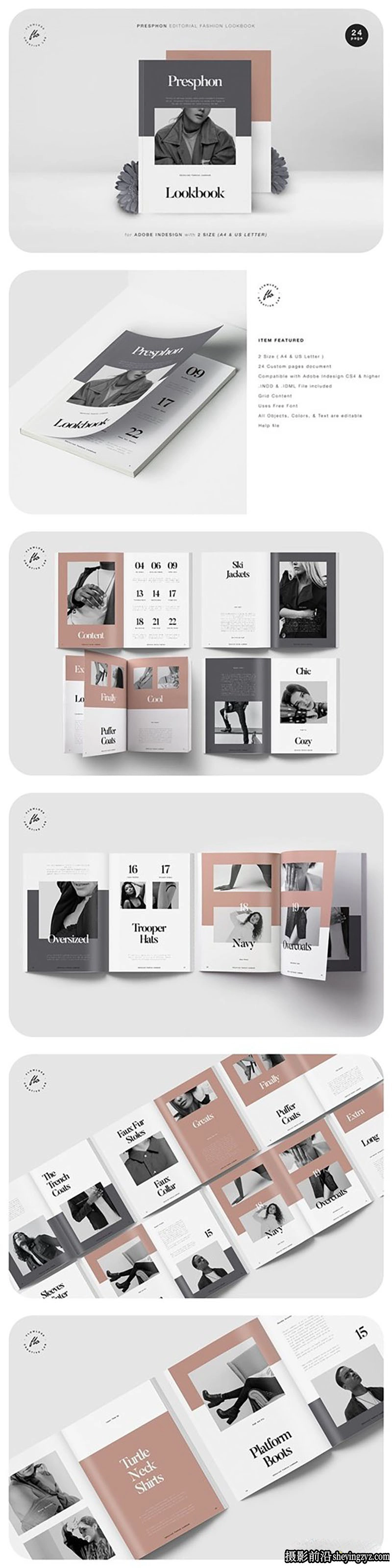 摄影师画册相册杂志布局排版InDesign模板