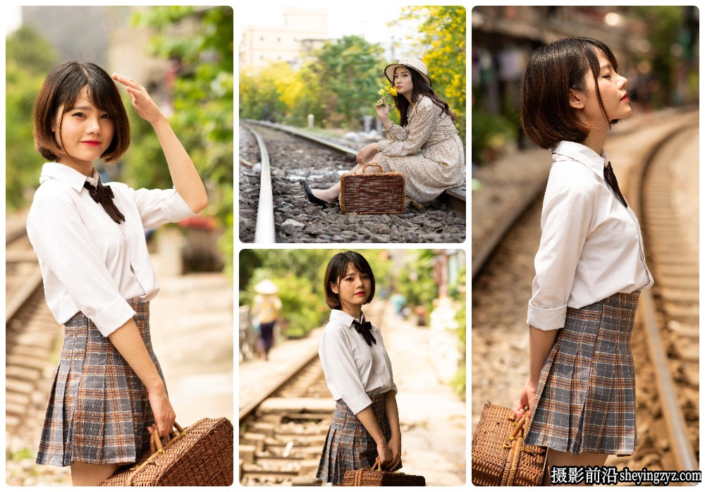 铁路JK制服清新人像美女RAW原图修图练习素材19张