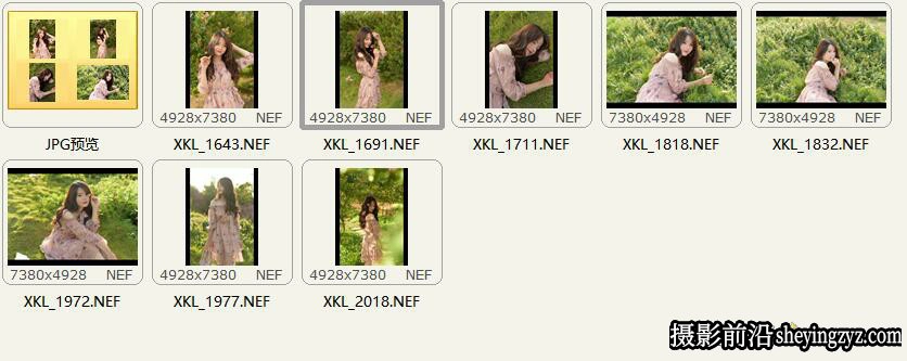 清新阳光美女外拍写真人像修图练习RAW原图素材8张
