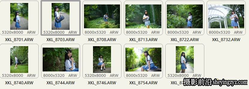 清新文艺美少女写真摄影人像修图练习RAW原图素材11张