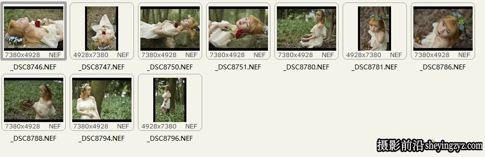 森系精灵美女写真人像摄影后期调色练习RAW原图素材10张