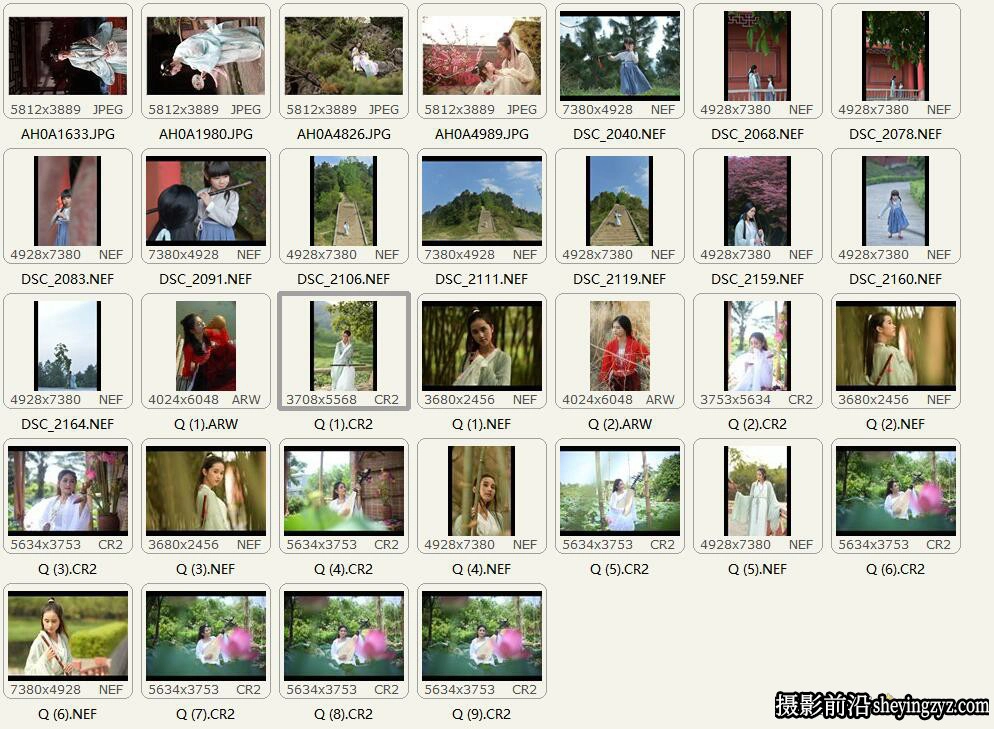 古装汉服美女写真人像修图练习RAW原图素材合集32张