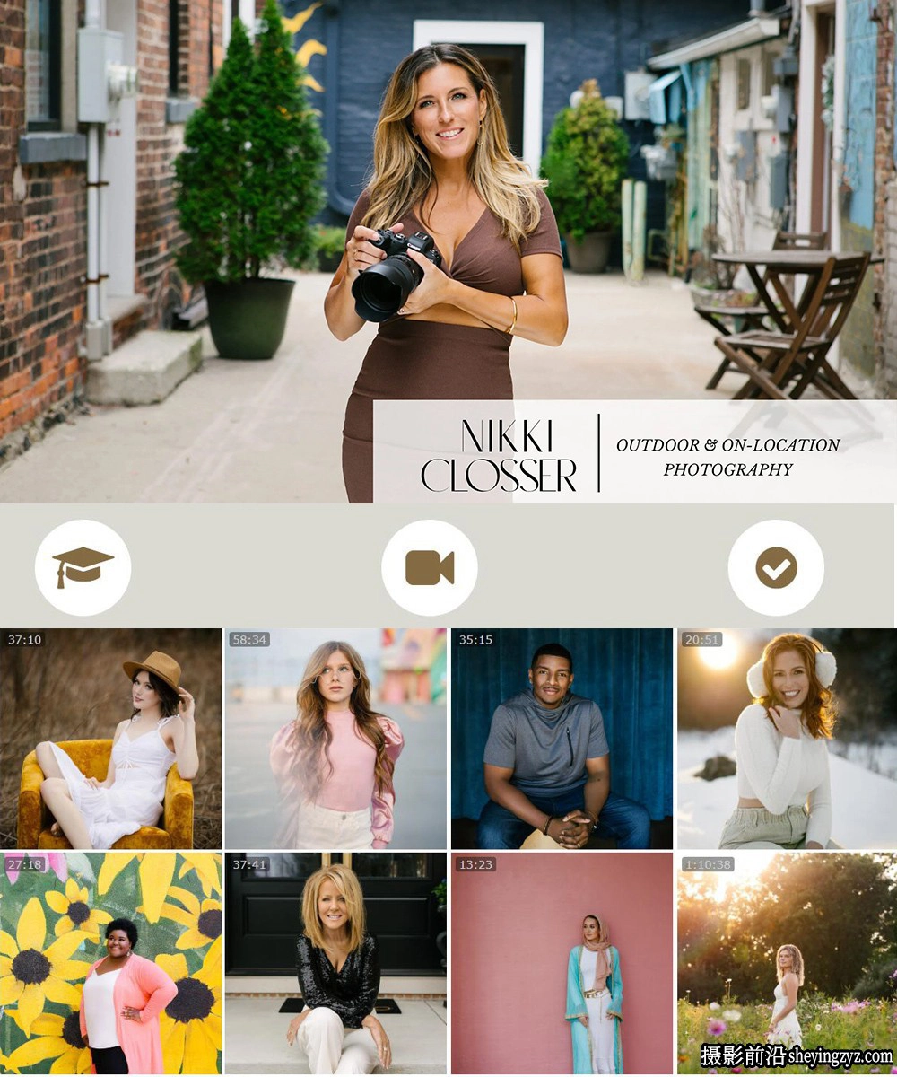 Nikki Closser室内外人像摄影教程13套完整版教程-中英字幕